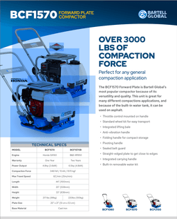 Bartell BCF1570H 21" x 20" Plate Compactor with Honda Gas Engine Bartell BCF1570H 21" x 20" Plate Compactor with Honda Gas Engine