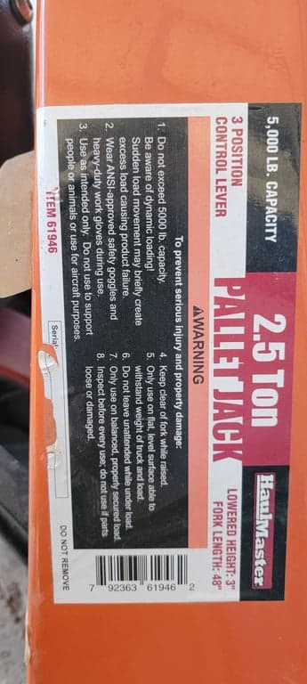 5000 LB Pallet Jack Manual 48" Forks 5000 LB Pallet Jack Manual 48" Forks