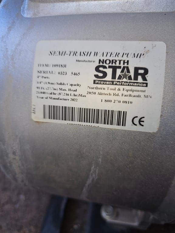 4" Water Pump 3/4" solids 24,000 gallons per hour Honda Engine