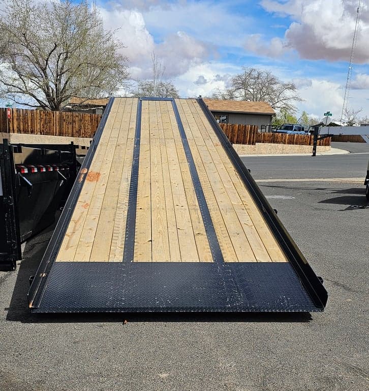 40' Hydraulic Tilt Deck Trailer Delco, With Removable Side Guides for Transporting Shipping Containers. 12k Winch Mounted on Front.