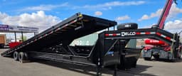 40' Hydraulic Tilt Deck Trailer Delco, With Removable Side Guides for Transporting Shipping Containers. Has Winch Mount on Front. 40' Hydraulic Tilt Deck Trailer Delco, With Removable Side Guides for Transporting Shipping Containers. Has Winch Mount on Front.